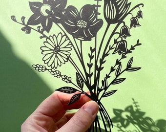 Laser-Cut Papercutting Artwork - Floral Bouquet