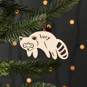 Custom Raccoon Ornament - Wooden Lasercut Holiday Tree Ornament