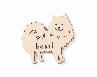 Custom Dog Magnet - Pomeranian - Wooden Lasercut Personalized Pet Fridge Magnet