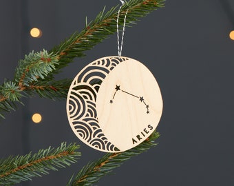 Aries Astrology Personalized Ornament - Lasercut Birch Wood