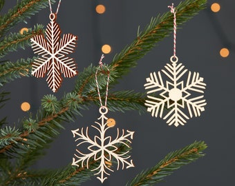 Delicate Snowflake Ornaments - Lasercut Birch (set of 3)