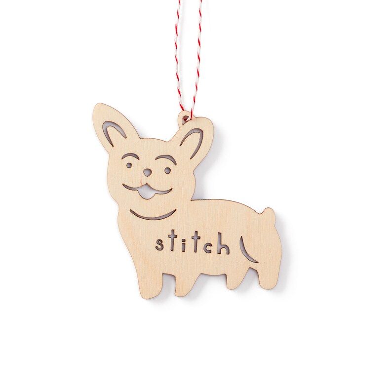 Custom Dog Ornament French Bulldog Frenchie Wooden Christmas Lasercut Holiday Tree Pet Ornament image 3