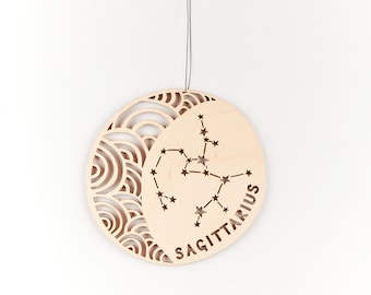 Sagittarius Astrology Personalized Ornament - Lasercut Birch Wood