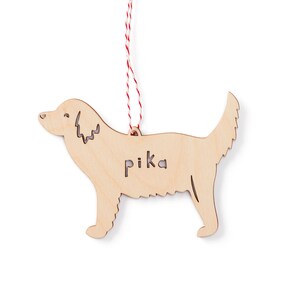 Custom Dog Ornament - Golden Retriever - Wooden Christmas Lasercut Holiday Tree Pet Ornament