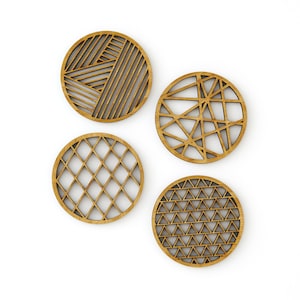 Geometric Coasters Bamboo Laser-Cut (Set of 4)