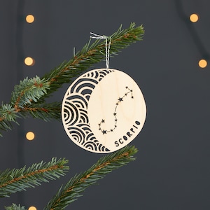 Scorpio Astrology Personalized Ornament - Lasercut Birch Wood