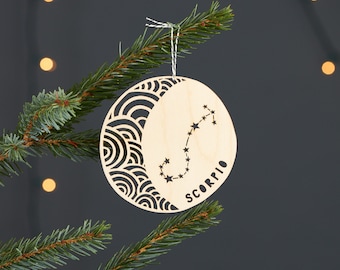 Scorpio Astrology Personalized Ornament - Lasercut Birch Wood