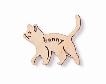 Custom Cat Magnet - Walking Cat - Wooden Lasercut Personalized Pet Fridge Magnet