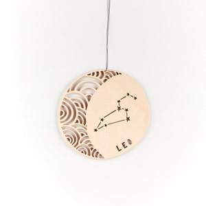 Leo Astrology Personalized Ornament - Lasercut Birch Wood