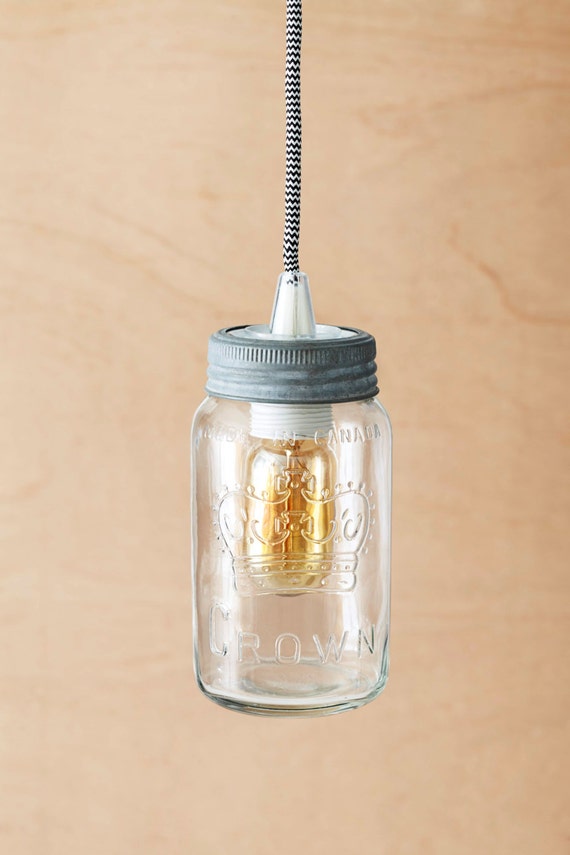 Items similar to Hanging Mason Jar Light Crown Jar on Etsy