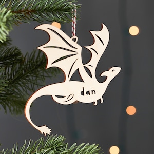 Dragon Ornament - Wooden Lasercut Holiday Tree Ornament