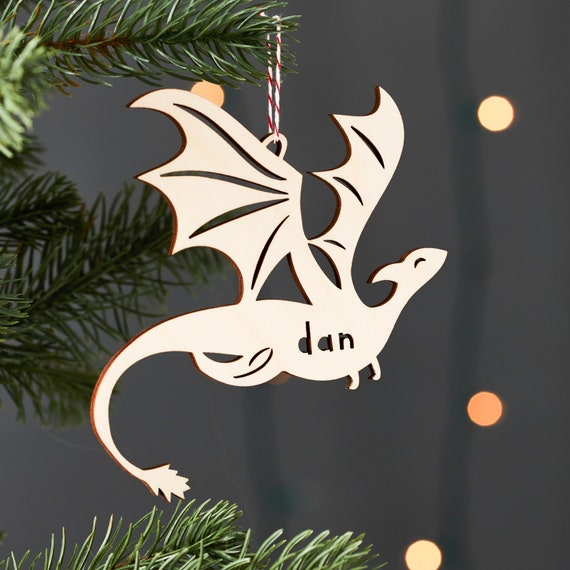 Dragon Ornament - Wooden Lasercut Holiday Tree Ornament