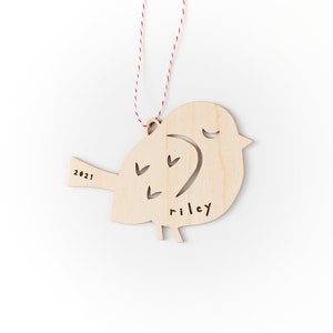 Custom Bird Ornament - Wooden Lasercut Holiday Tree Ornament