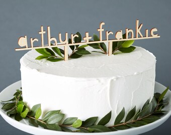 Custom Cake Topper - Simple Wooden Personalized Wedding Cake Topper - Custom Names Lasercut Wooden Cake Topper