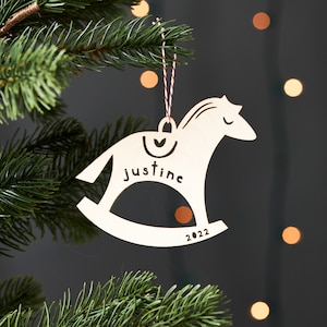 Rocking Horse Ornament - Wooden Lasercut Holiday Personalized Christmas Tree Ornament