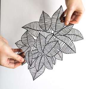Laser-Cut Papercutting Artwork Rubber Leaves image 1