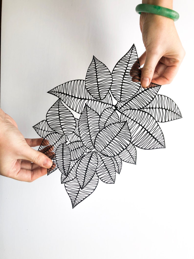 Laser-Cut Papercutting Artwork Rubber Leaves image 1