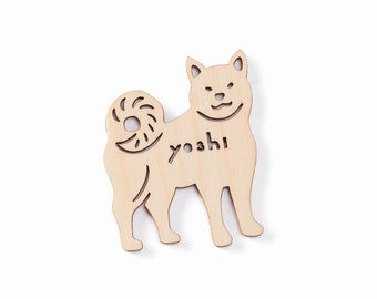 Custom Dog Magnet - Shiba Inu Akita - Wooden Lasercut Personalized Pet Fridge Magnet