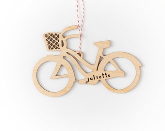 Custom Cruiser Bike Ornament - Wooden Lasercut Holiday Tree Ornament