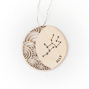 Virgo Astrology Personalized Ornament Lasercut Birch Wood Your Custom Text