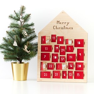 Customizable Ornament Advent Calendar Lasercut Birch Wood and Paper 24 ornaments image 7