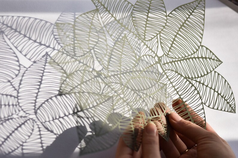 Laser-Cut Papercutting Artwork Rubber Leaves image 5