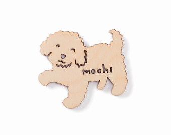 Custom Dog Magnet - Toy Poodle Mix 1 - Wooden Lasercut Personalized Pet Fridge Magnet
