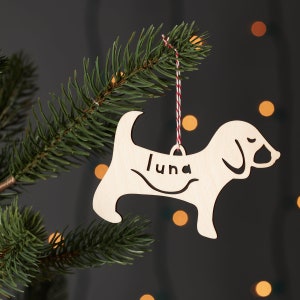 Custom Dog Ornament Beagle Wooden Christmas Lasercut Holiday Tree Pet Ornament image 3
