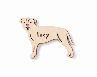 Custom Dog Magnet - Pit Bull Mix - Wooden Lasercut Personalized Pet Fridge Magnet