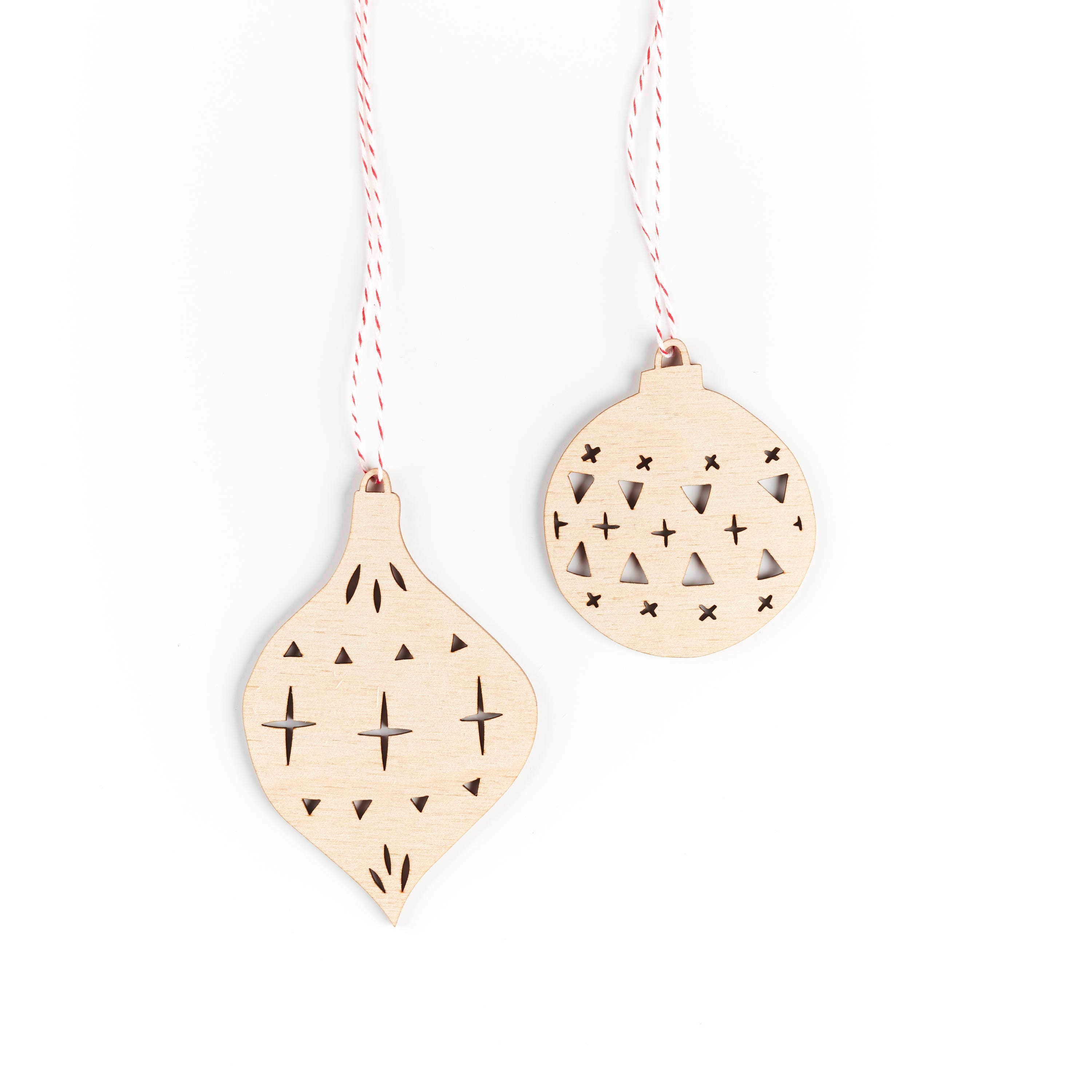 Ornements de Balle Noël Vacances en Bois - Bouleau Lasercut | Ensemble 2