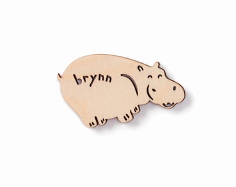 Custom Magnet - Hippopotamus Hippo Magnet - Wooden Lasercut Personalized Fridge Magnet