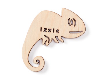 Custom Magnet - Chameleon - Wooden Lasercut Personalized Animal Fridge Magnet