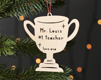 Custom Trophy Medal Ornament - Best Mom Best Dad Best Aunt Uncle Award Wooden Lasercut Holiday Tree Ornament