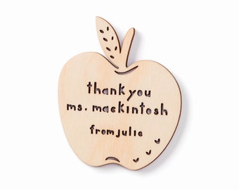 Custom Magnet - Apple Teacher Gift Magnet - Wooden Lasercut Personalized Pet Fridge Magnet