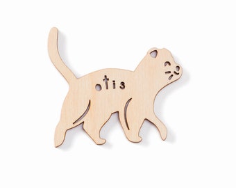 Custom Cat Magnet - Walking Scottish Fold Cat - Wooden Lasercut Personalized Pet Fridge Magnet