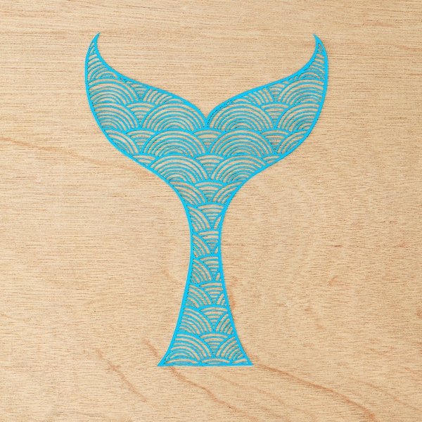 Laser-Cut Papercut Artwork - Blauwe Zeemeermin / Walvis Staart Fluke