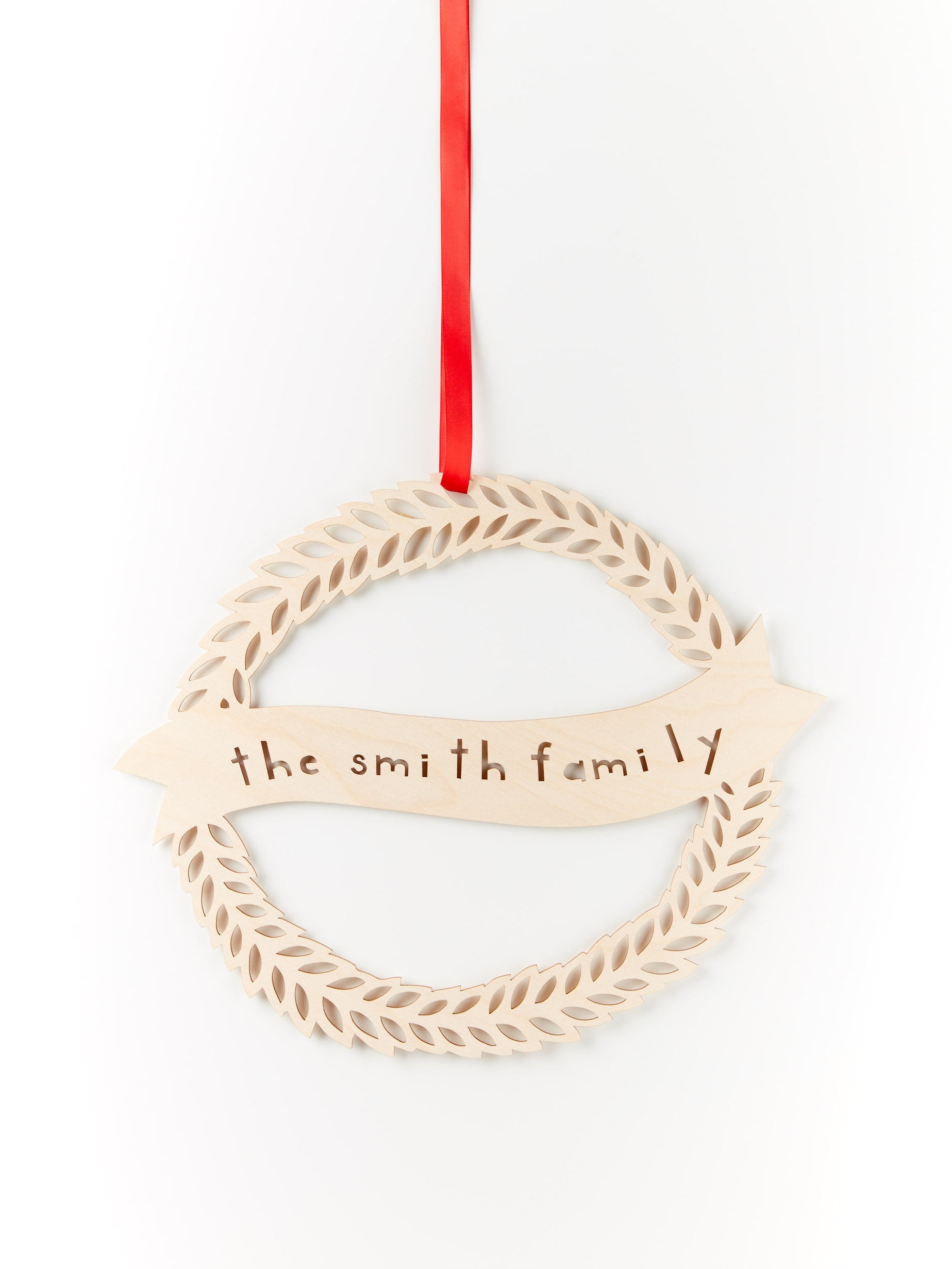 Couronne de Noël Personnalisée - Couronne Suspendue Porte Gravure Au Laser Bois Bouleau