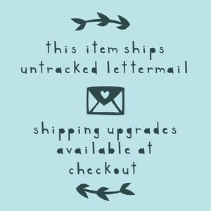 May include: This item ships untracked lettermail. A stylized envelope with a heart inside is shown. Shipping upgrades are available at checkout.