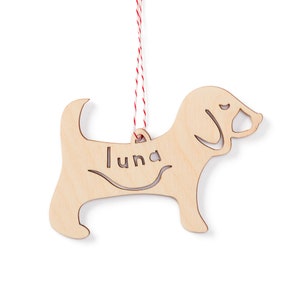 Custom Dog Ornament Beagle Wooden Christmas Lasercut Holiday Tree Pet Ornament image 1