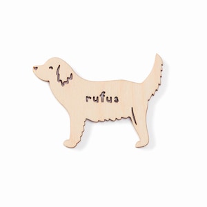 Custom Dog Magnet - Golden Retriever - Wooden Lasercut Personalized Pet Fridge Magnet