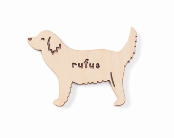 Custom Dog Magnet - Golden Retriever - Wooden Lasercut Personalized Pet Fridge Magnet