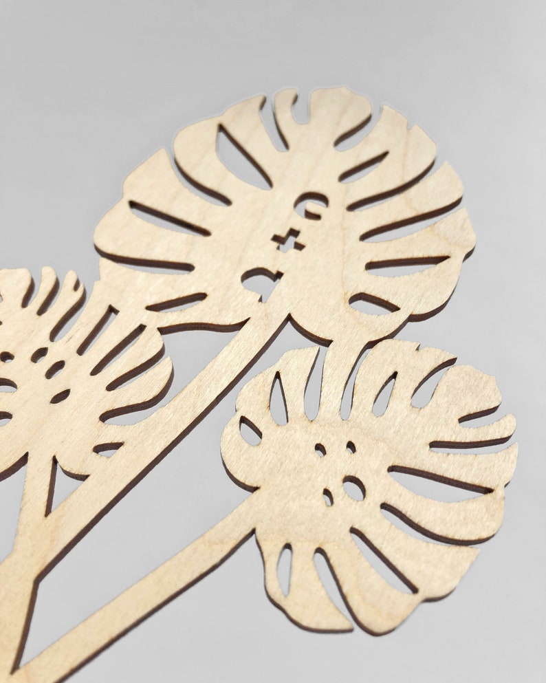 CUSTOM Monstera Wedding Cake Topper Lasercut Birch Wood image 2