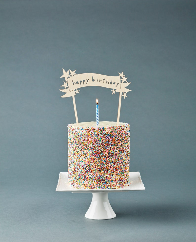 Birthday Cake Topper Customize Cake Topper Stars Wooden Wedding Cake Topper Birthday Celebration Existing Text