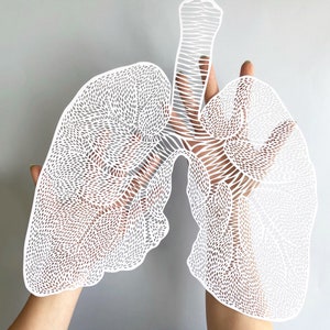 Anatomical Lungs Laser-Cut Papercutting Artwork, Lung Transplant, doctor gift, medical student graduation gift image 2