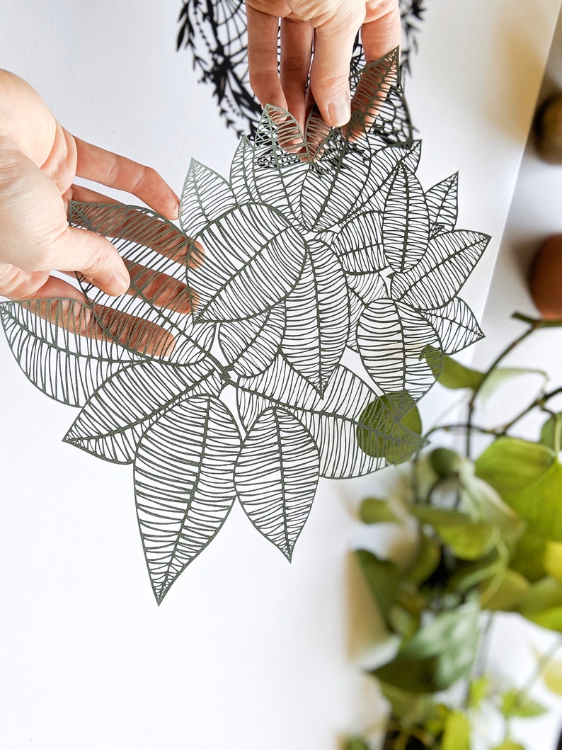 Laser-Cut Papercutting Artwork Rubber Leaves image 4