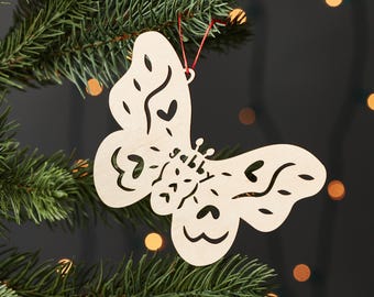 Custom Butterfly Ornament - Wooden Lasercut Holiday Tree Ornament