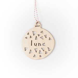 Custom Holiday Christmas Ball with Triangles Ornament- Lasercut Birch Wood