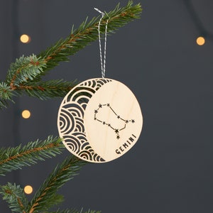 Gemini Astrology Personalized Ornament - Lasercut Birch Wood