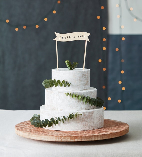 Cake Topper Custom Wedding Simple Banner Wedding Cake Topper