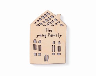 Custom Home Magnet - Wide House - Wooden Lasercut Housewarming Personalized Fridge Magnet